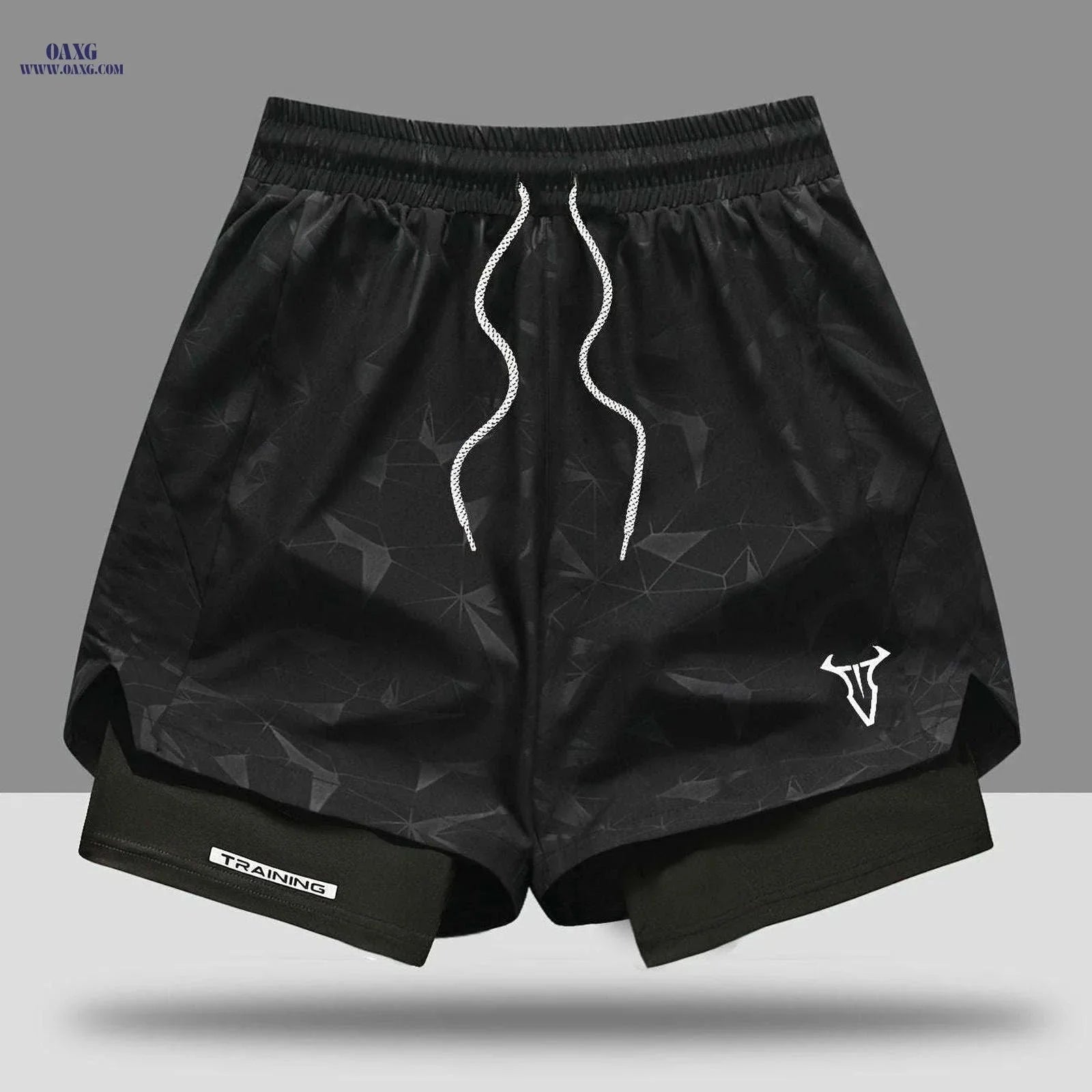 Men's Breathable Fitness Shorts - Slimming Sports Design, Geometric Print