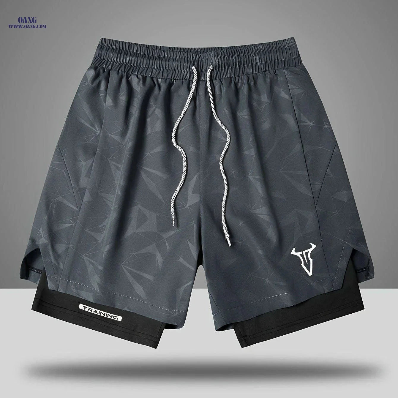 Men's Breathable Fitness Shorts - Slimming Sports Design, Geometric Print