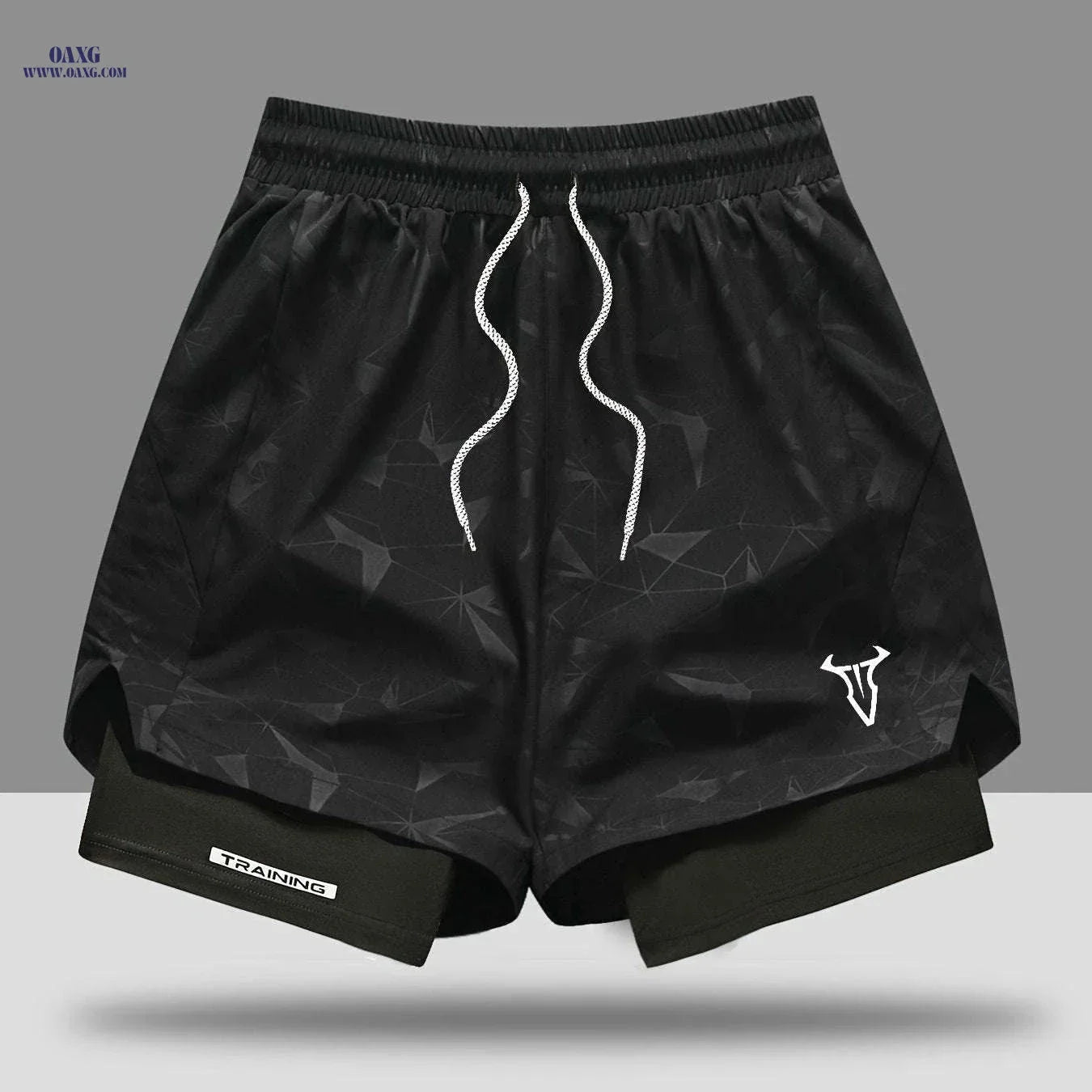 Men's Breathable Fitness Shorts - Slimming Sports Design, Geometric Print