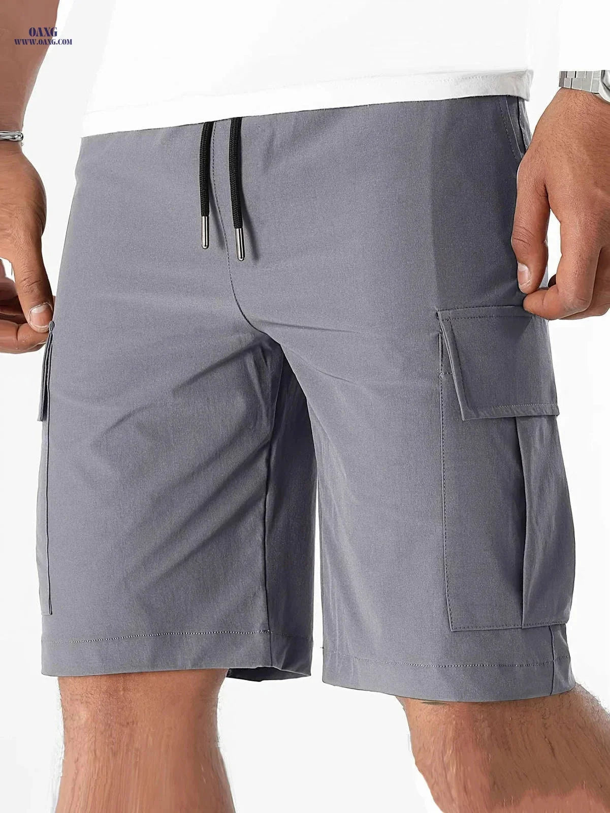 Men's Casual Cargo Shorts - Flap Pocket, Drawstring, Regular Fit