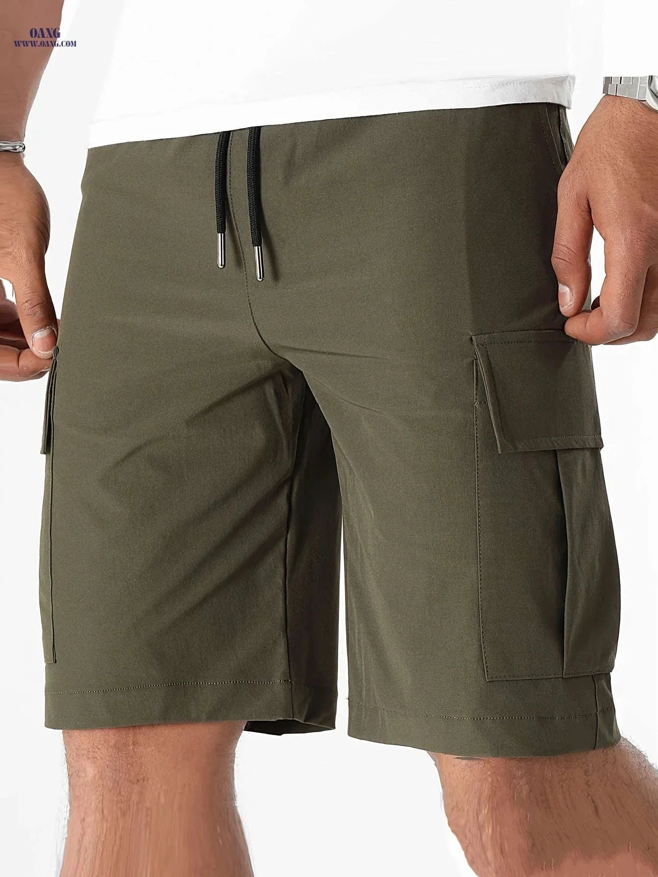 Men's Casual Cargo Shorts - Flap Pocket, Drawstring, Regular Fit