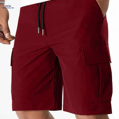 Men's Casual Cargo Shorts - Flap Pocket, Drawstring, Regular Fit