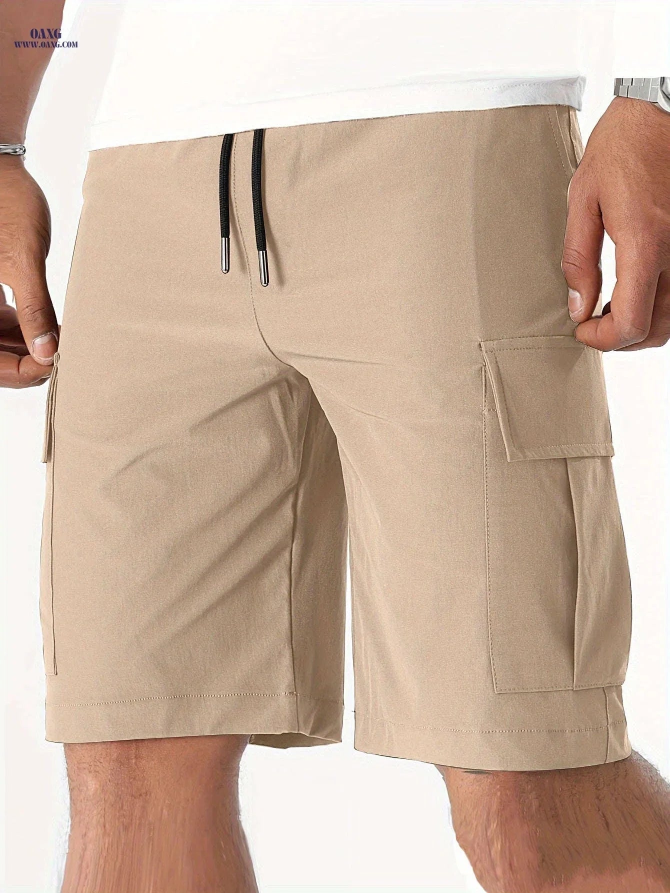 Men's Casual Cargo Shorts - Flap Pocket, Drawstring, Regular Fit
