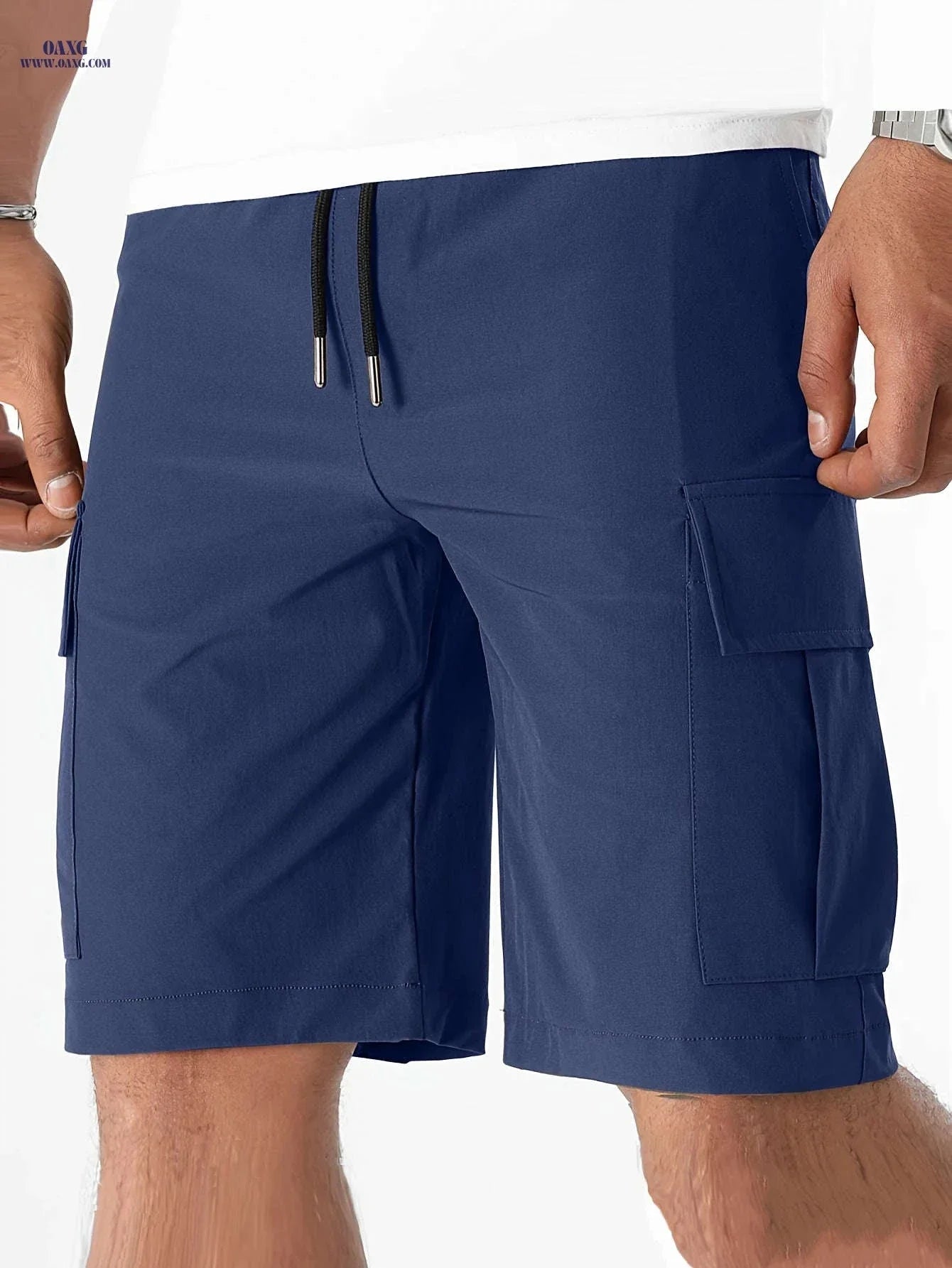 Men's Casual Cargo Shorts - Flap Pocket, Drawstring, Regular Fit