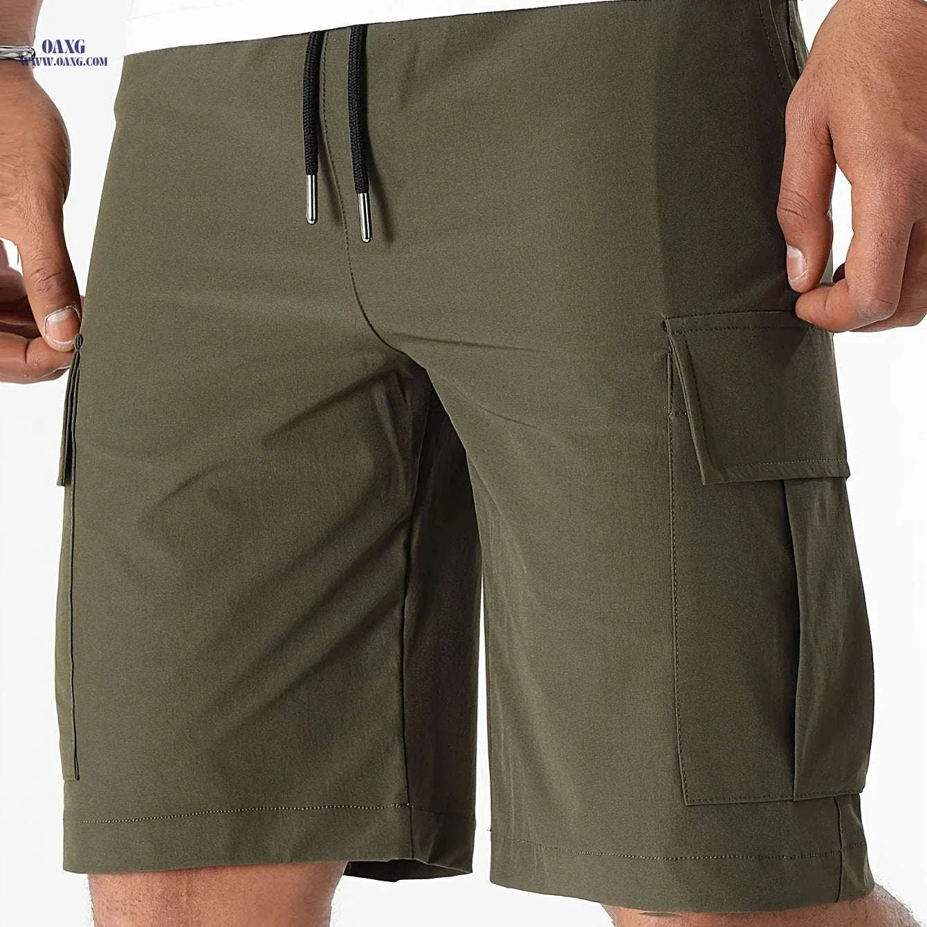 Men's Casual Cargo Shorts - Flap Pocket, Drawstring, Regular Fit