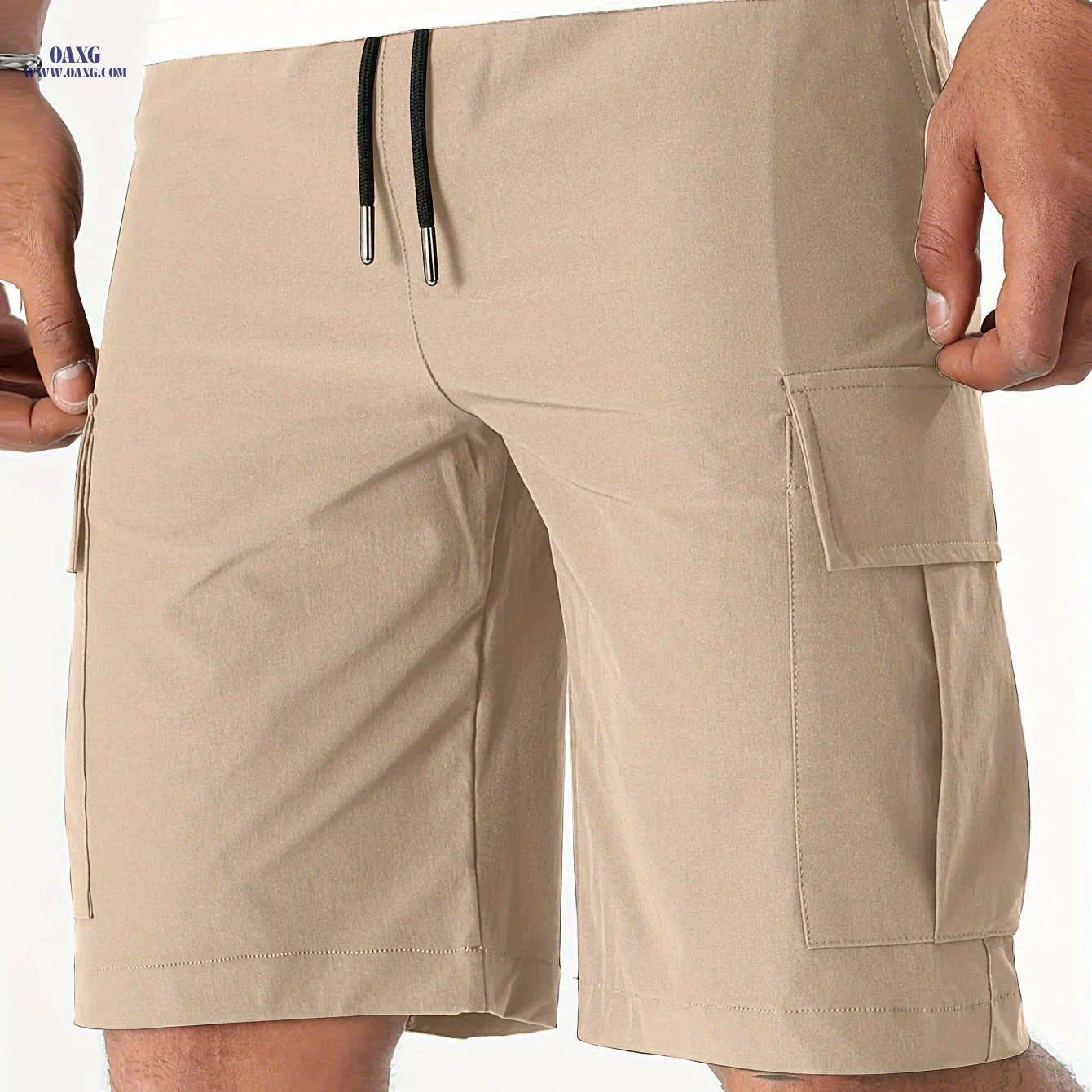 Men's Casual Cargo Shorts - Flap Pocket, Drawstring, Regular Fit