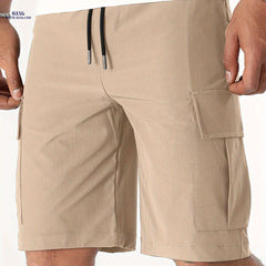 Men's Casual Cargo Shorts - Flap Pocket, Drawstring, Regular Fit