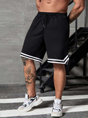 Men's Casual Color-Block Shorts - Loose Fit with Drawstring Pockets