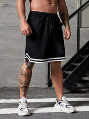 Men's Casual Color-Block Shorts - Loose Fit with Drawstring Pockets