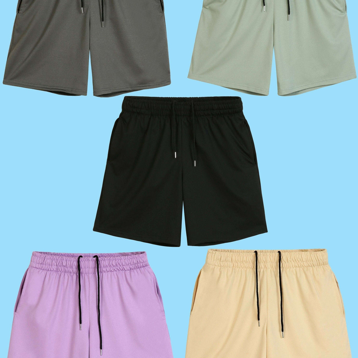 Men's Casual Drawstring Shorts - Moisture-Wicking, Side Pockets