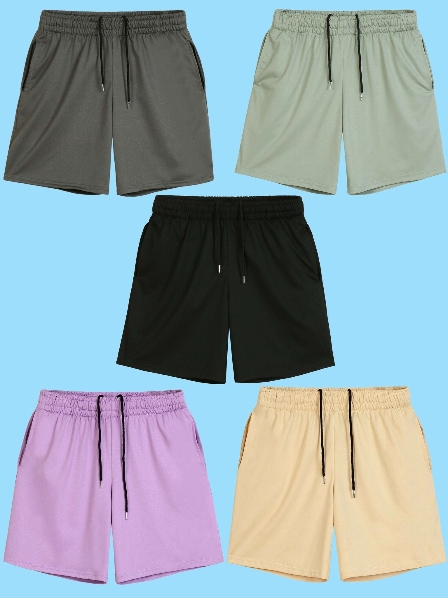 Men's Casual Drawstring Shorts - Moisture-Wicking, Side Pockets
