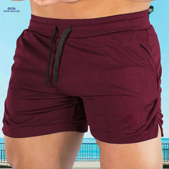 Men's Casual Elastic Waist Shorts with Pockets - Summer Solid