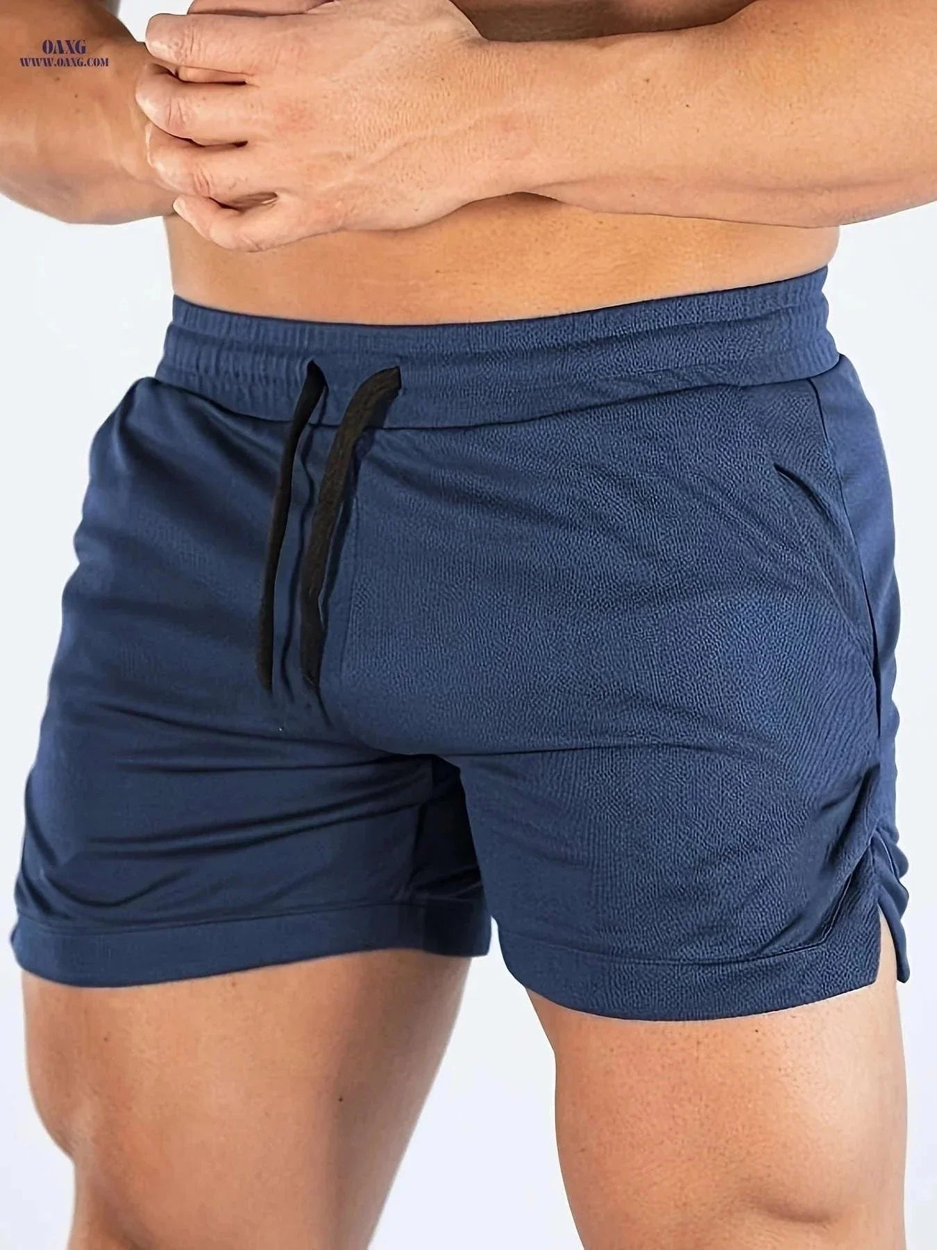 Men's Casual Elastic Waist Shorts with Pockets - Summer Solid