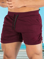 Men's Casual Elastic Waist Shorts with Pockets - Summer Solid