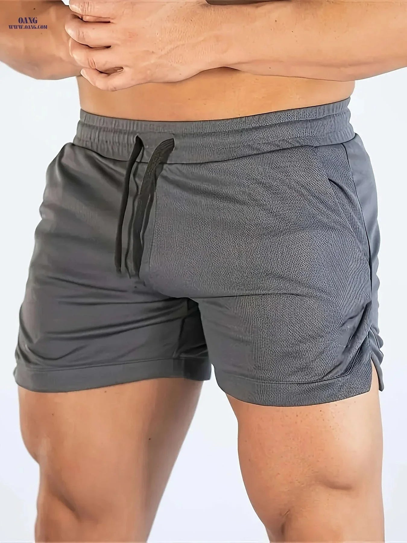 Men's Casual Elastic Waist Shorts with Pockets - Summer Solid