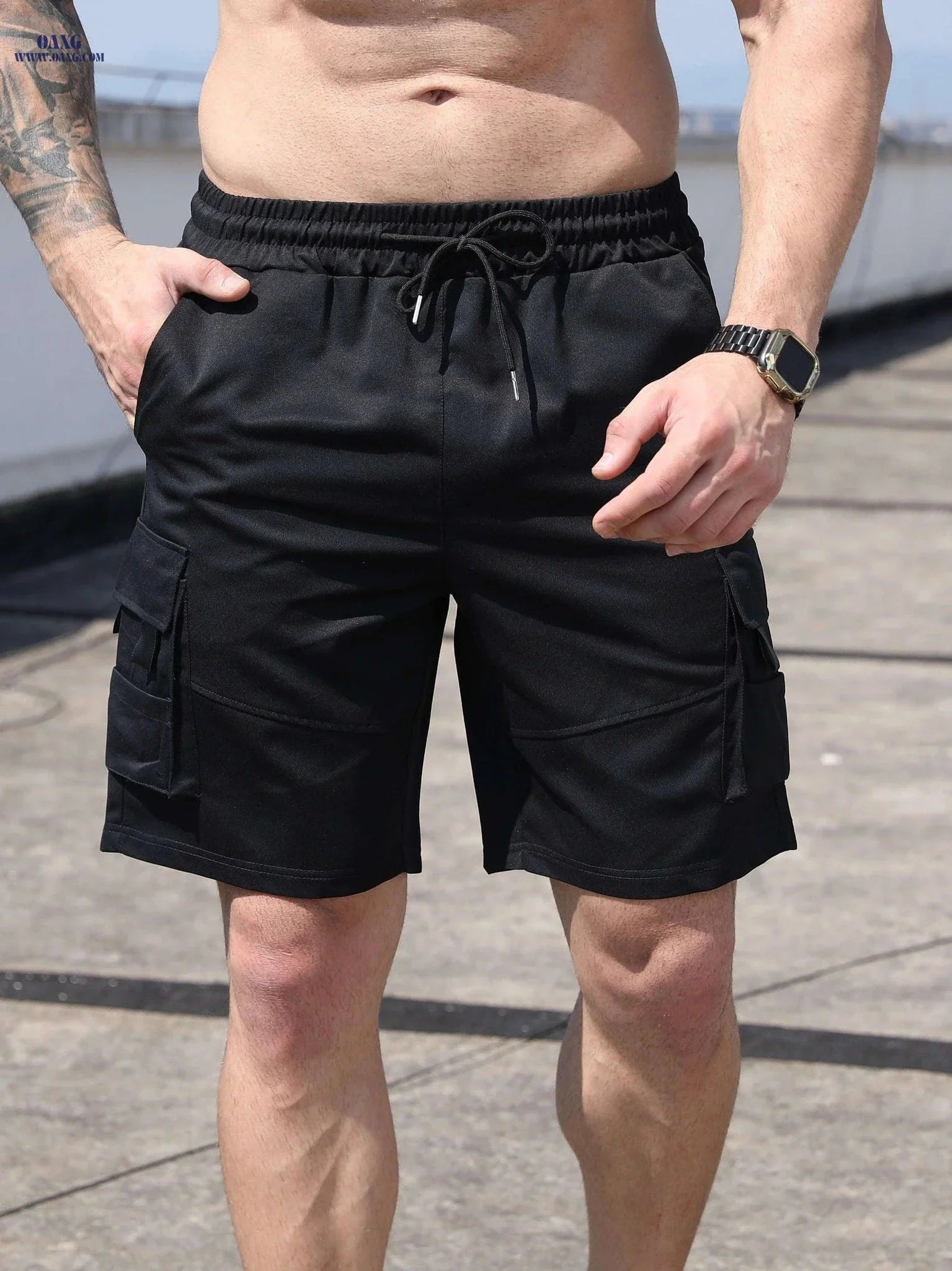 Men's Casual Outdoor Cargo Shorts - Lightweight Polyester, Loose Fit