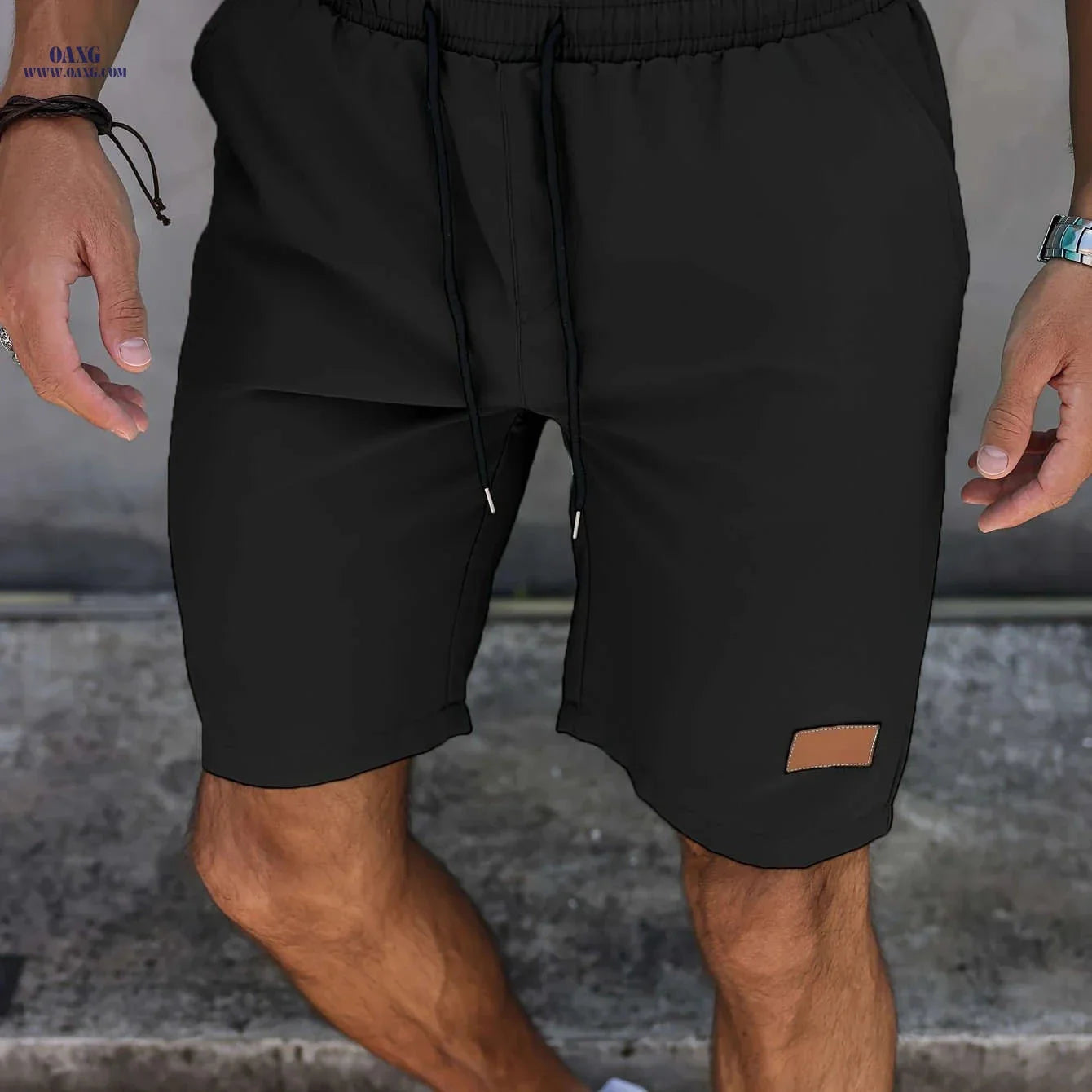 Men’s Casual Solid Color Five-Point Shorts - Elastic Waist, Mid Rise