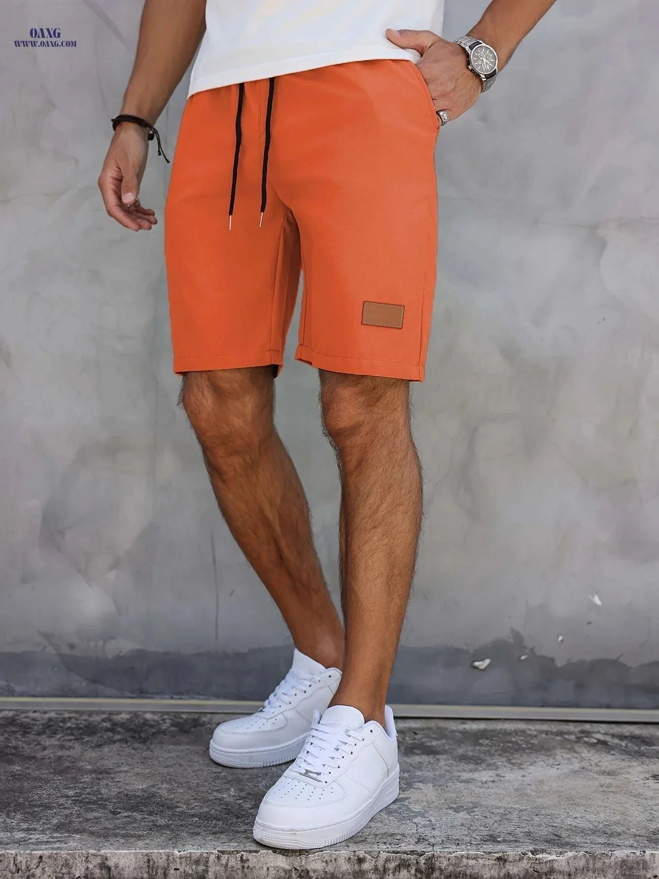 Men’s Casual Solid Color Five-Point Shorts - Elastic Waist, Mid Rise