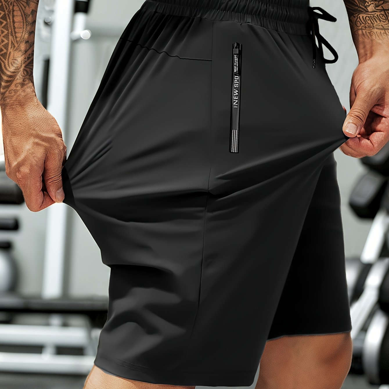 HIDKAT Men's Casual Sports Shorts - Elastic Drawstring & Zippered Pockets