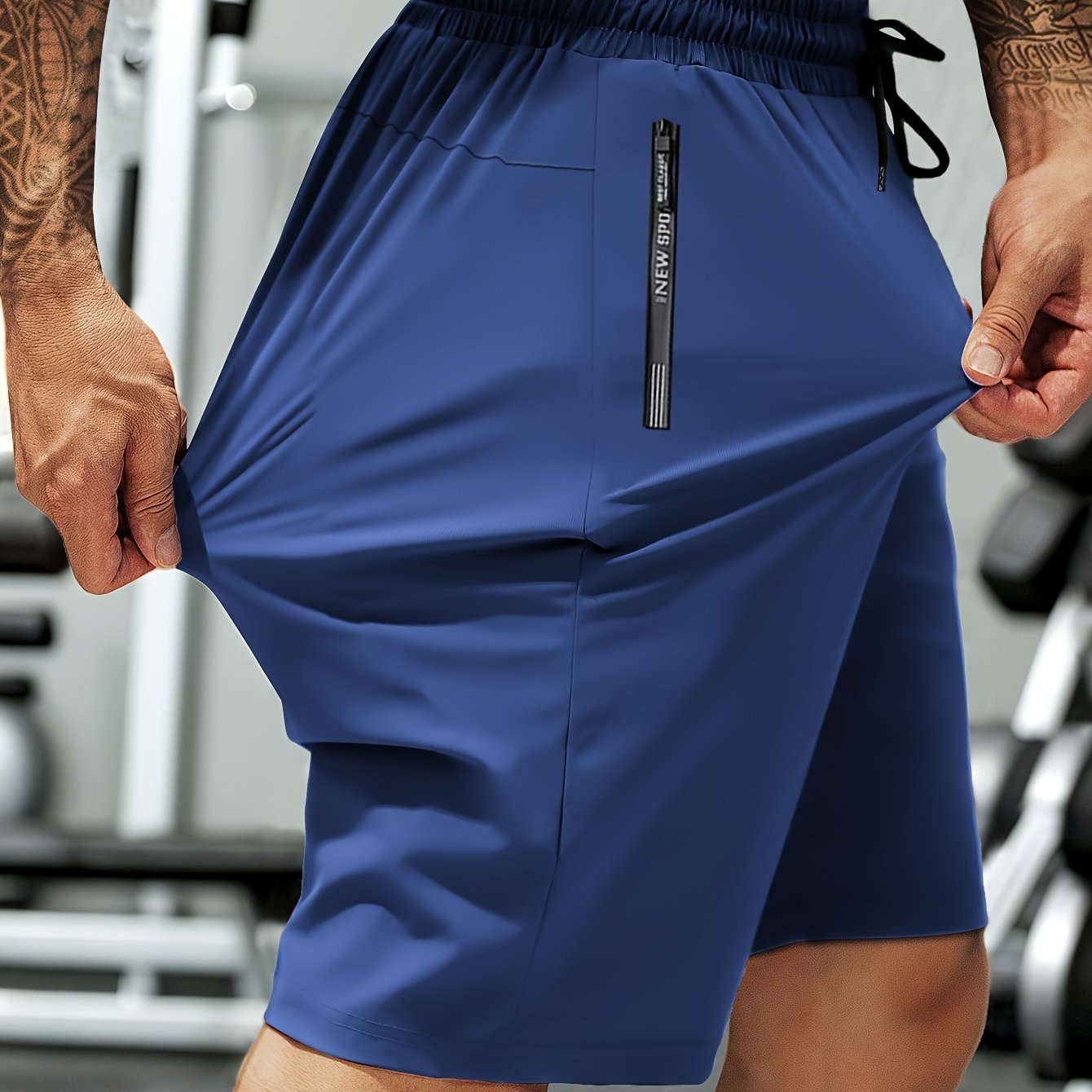 HIDKAT Men's Casual Sports Shorts - Elastic Drawstring & Zippered Pockets