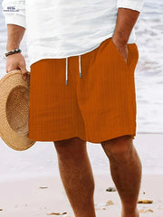 Men's Casual Striped Shorts - Non-Stretch Fabric, Pocket Detail
