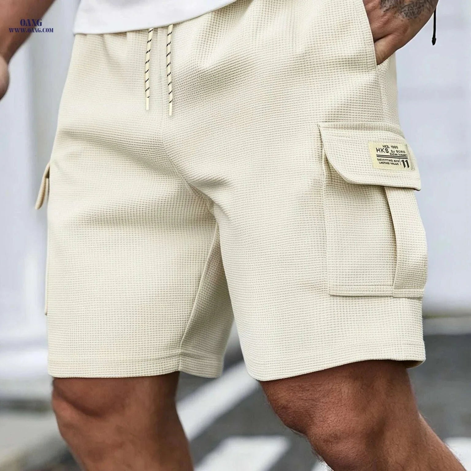 Men's Casual Waffle Knit Shorts - Lightweight, Breathable, Mid-Rise