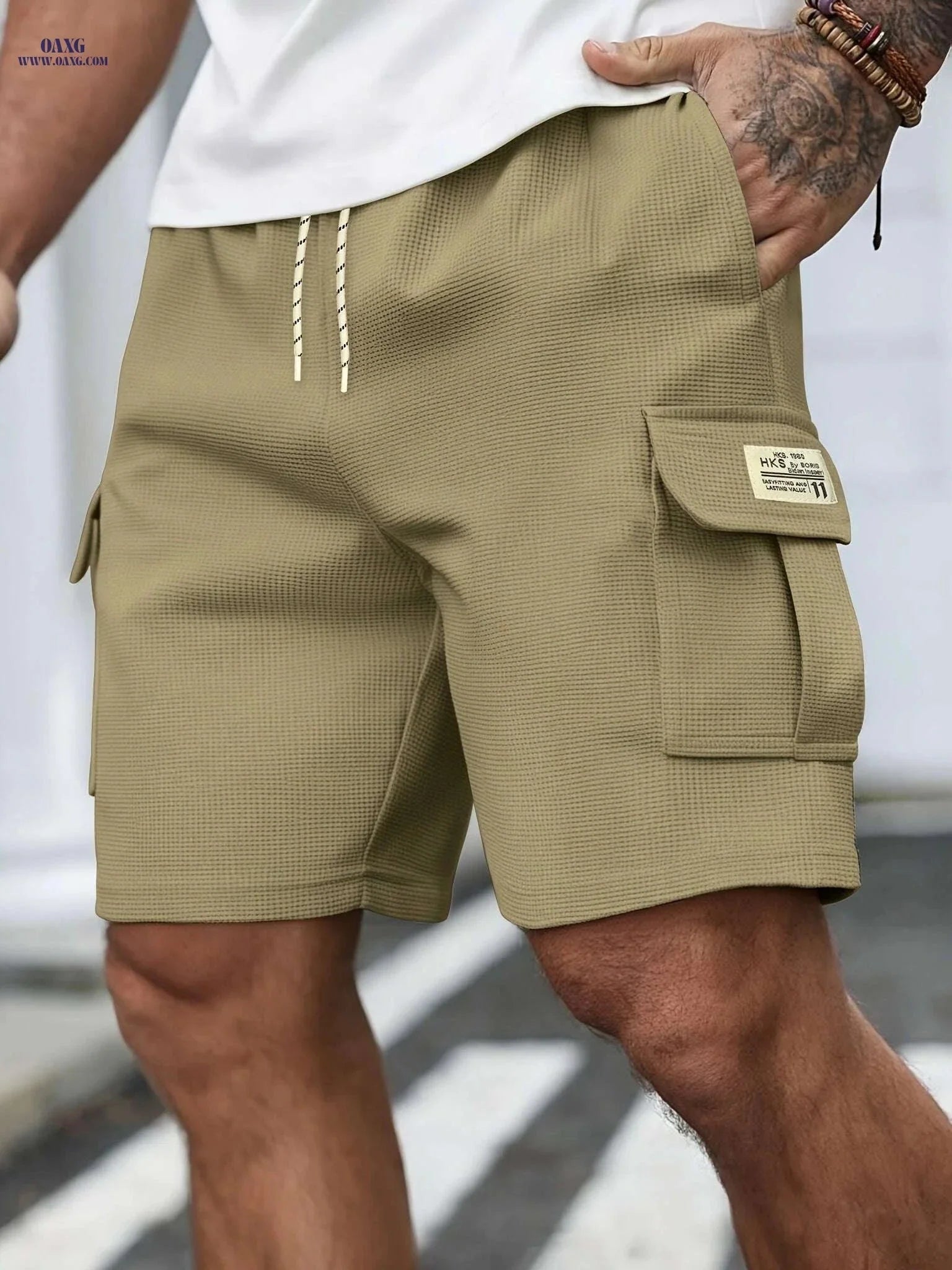 Men's Casual Waffle Knit Shorts - Lightweight, Breathable, Mid-Rise