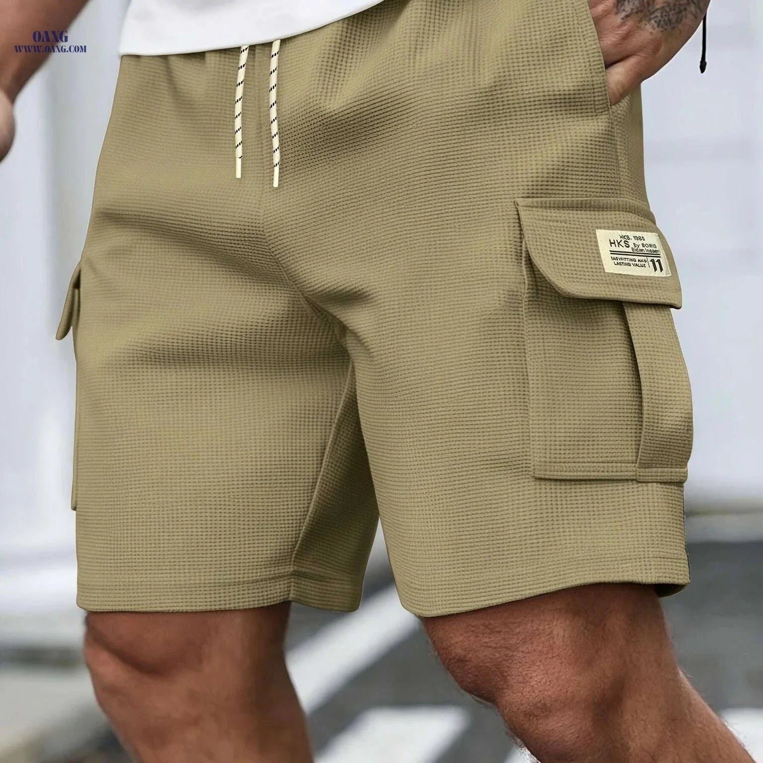 Men's Casual Waffle Knit Shorts - Lightweight, Breathable, Mid-Rise