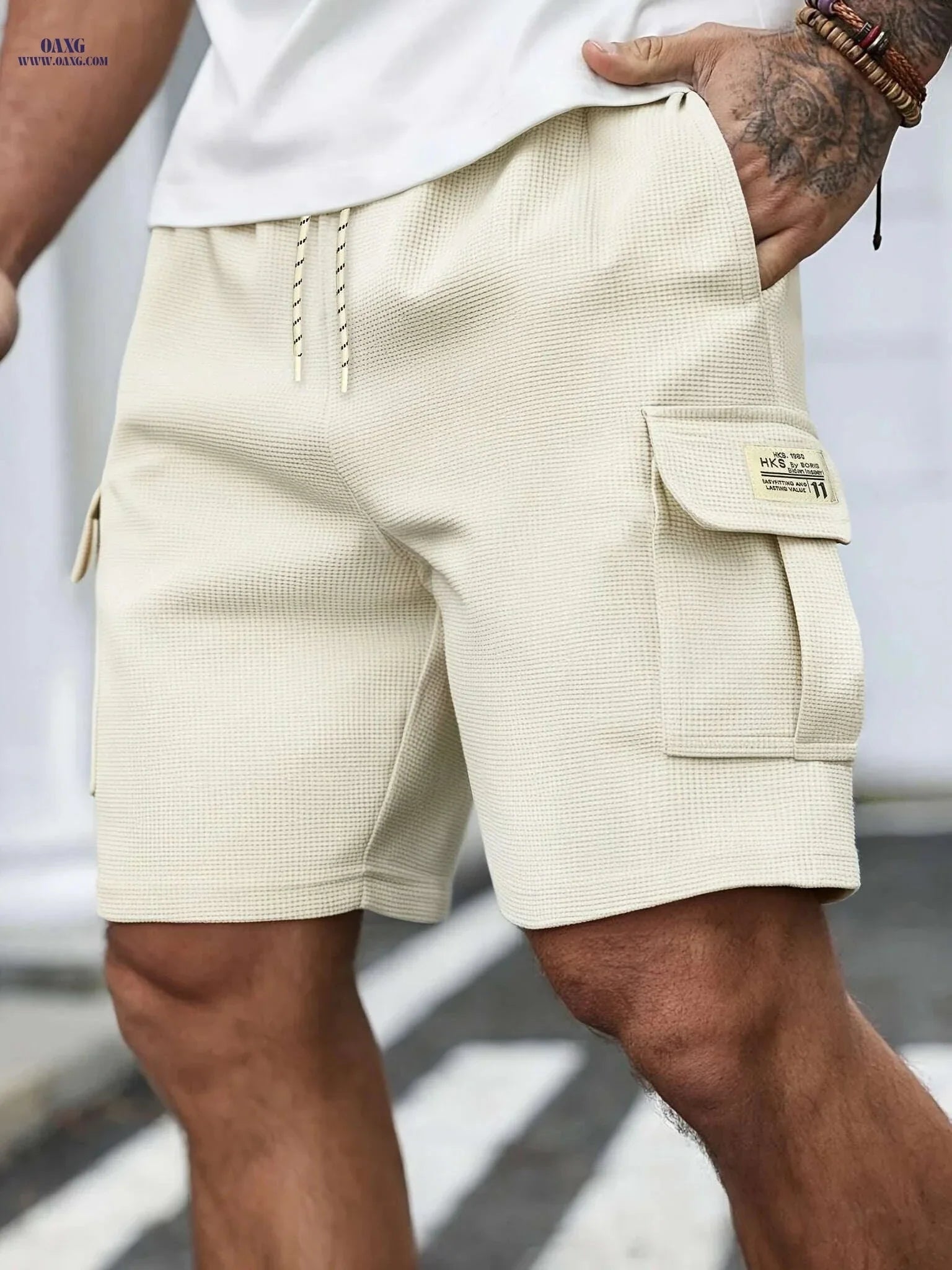 Men's Casual Waffle Knit Shorts - Lightweight, Breathable, Mid-Rise