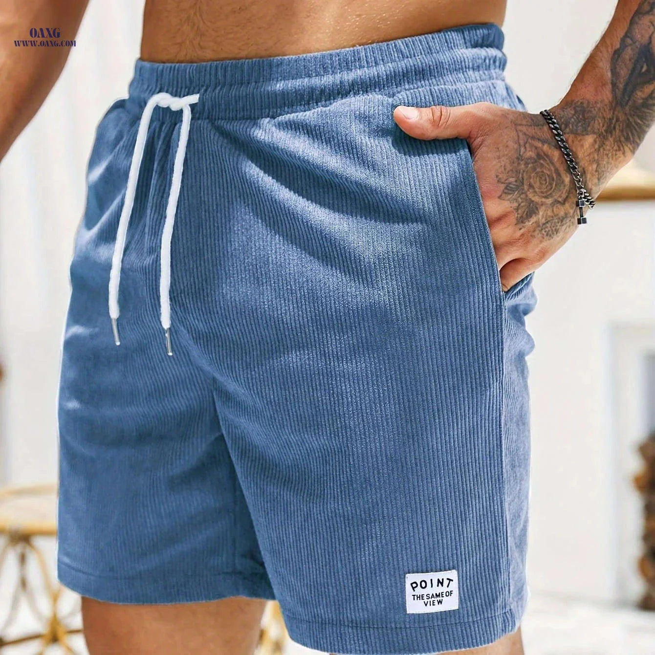 Men's Corduroy Casual Shorts - Drawstring, Pockets, Solid Colors