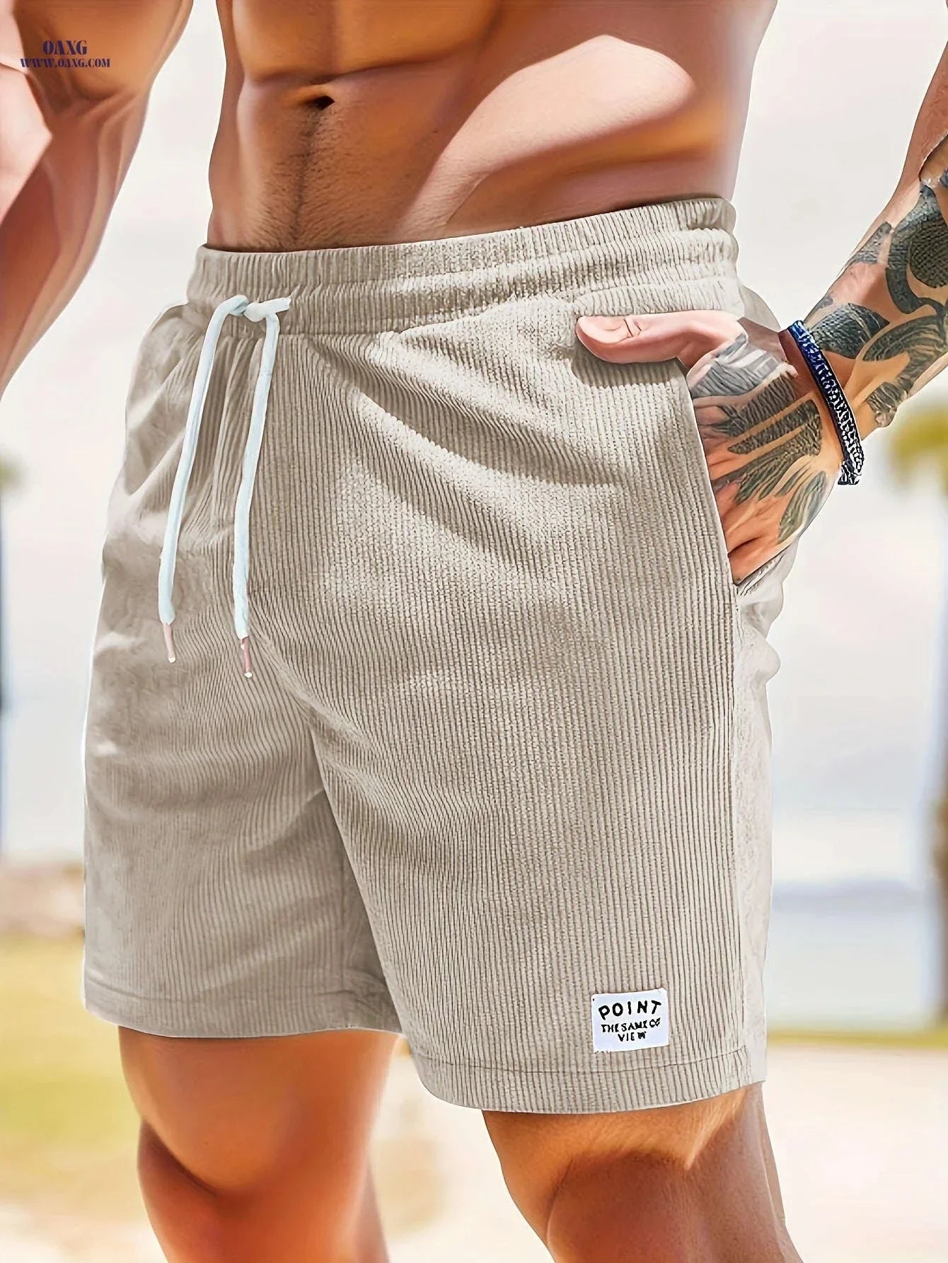 Men's Corduroy Casual Shorts - Drawstring, Pockets, Solid Colors
