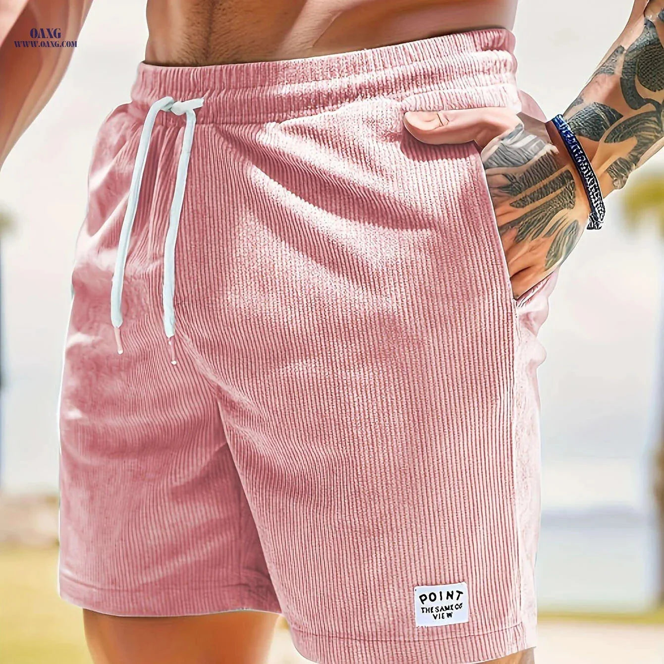Men's Corduroy Casual Shorts - Drawstring, Pockets, Solid Colors