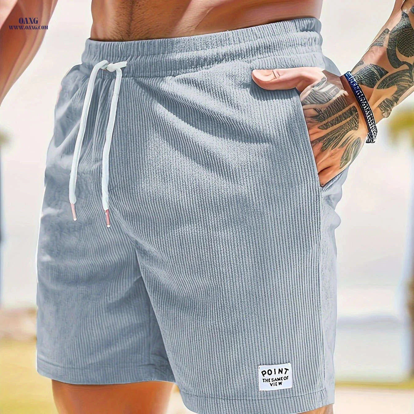 Men's Corduroy Casual Shorts - Drawstring, Pockets, Solid Colors