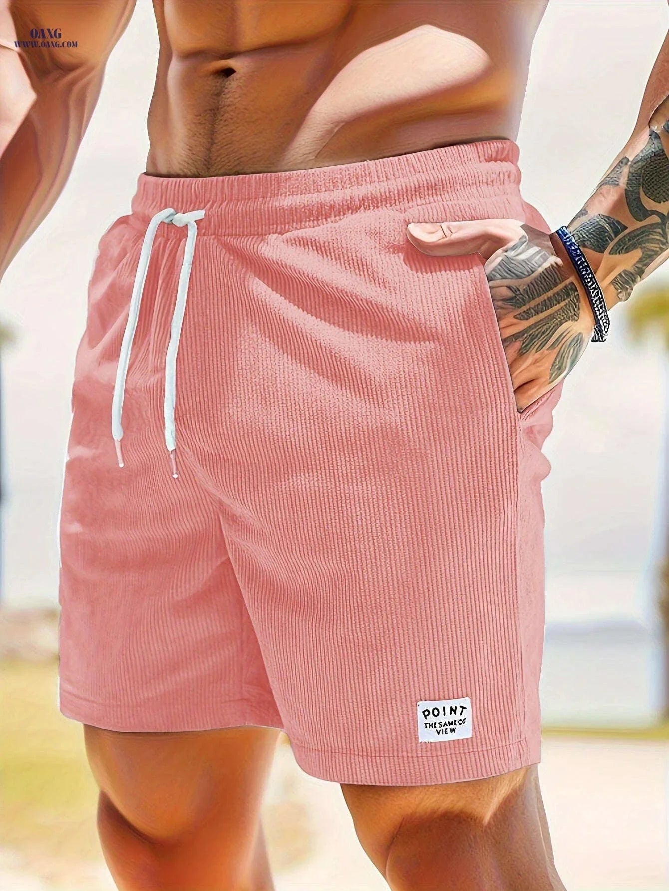 Men's Corduroy Casual Shorts - Drawstring, Pockets, Solid Colors