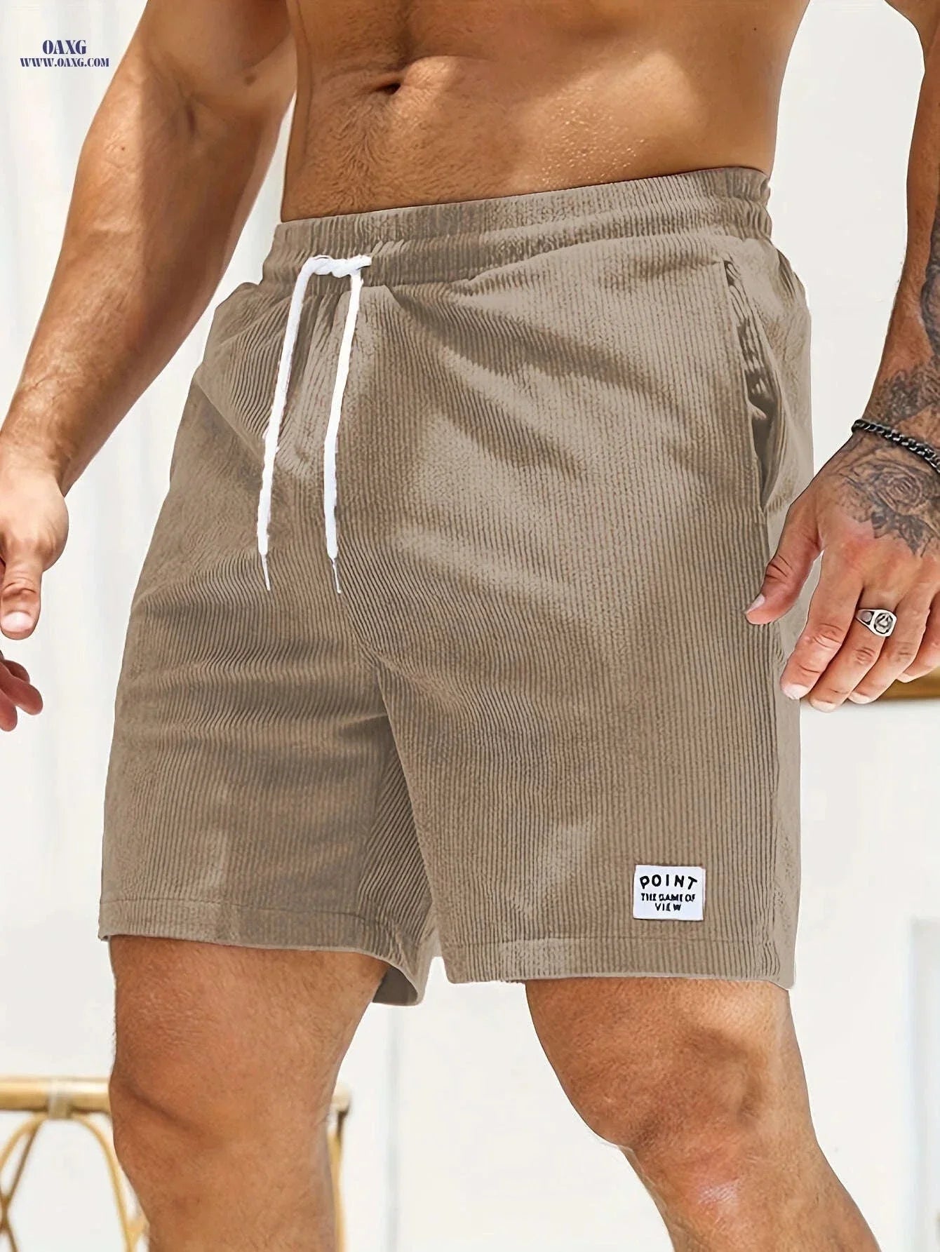 Men's Corduroy Casual Shorts - Drawstring, Pockets, Solid Colors