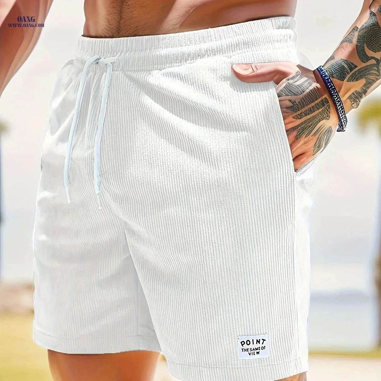 Men's Corduroy Casual Shorts - Drawstring, Pockets, Solid Colors