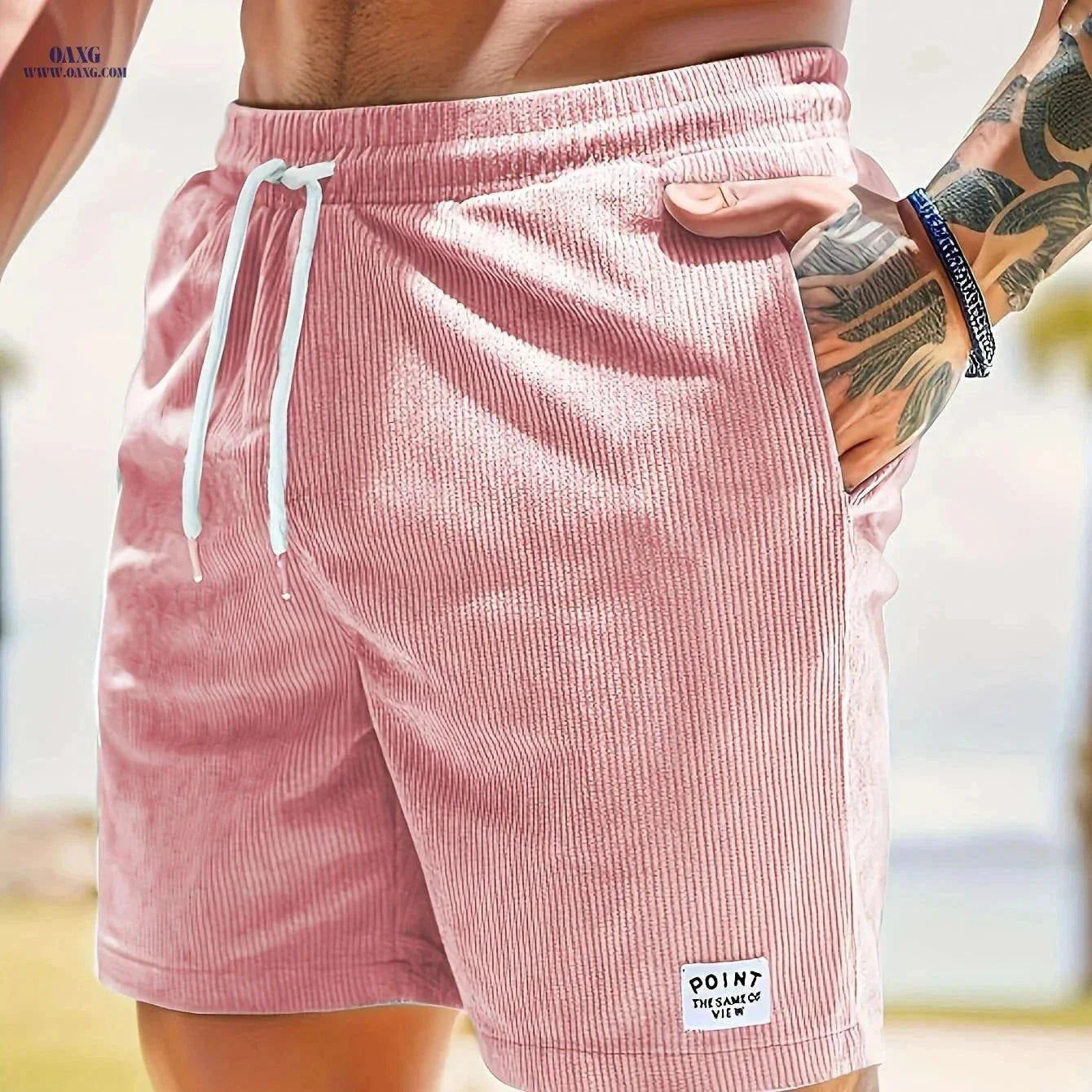 Men's Corduroy Casual Shorts - Drawstring, Pockets, Solid Colors