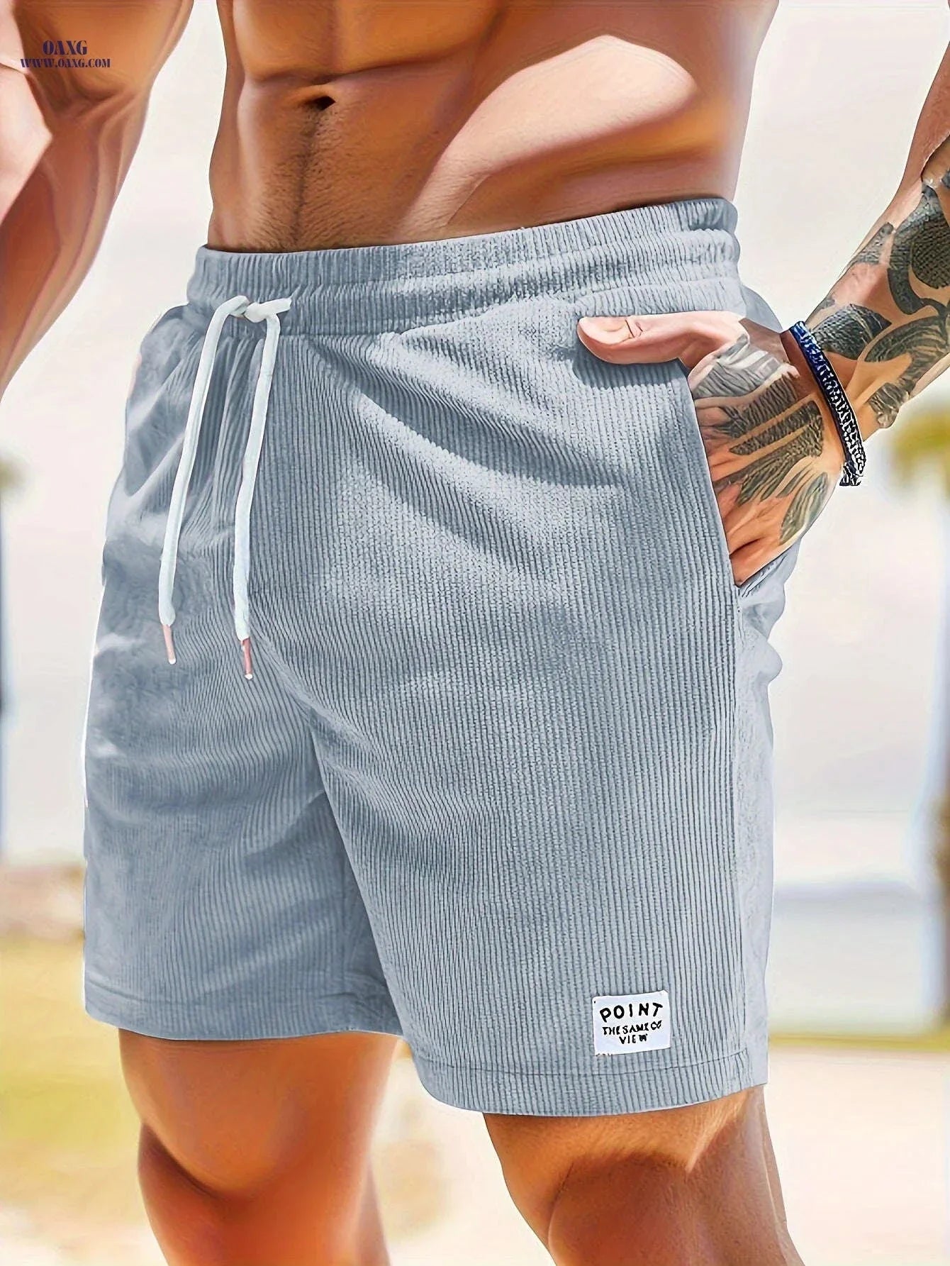 Men's Corduroy Casual Shorts - Drawstring, Pockets, Solid Colors