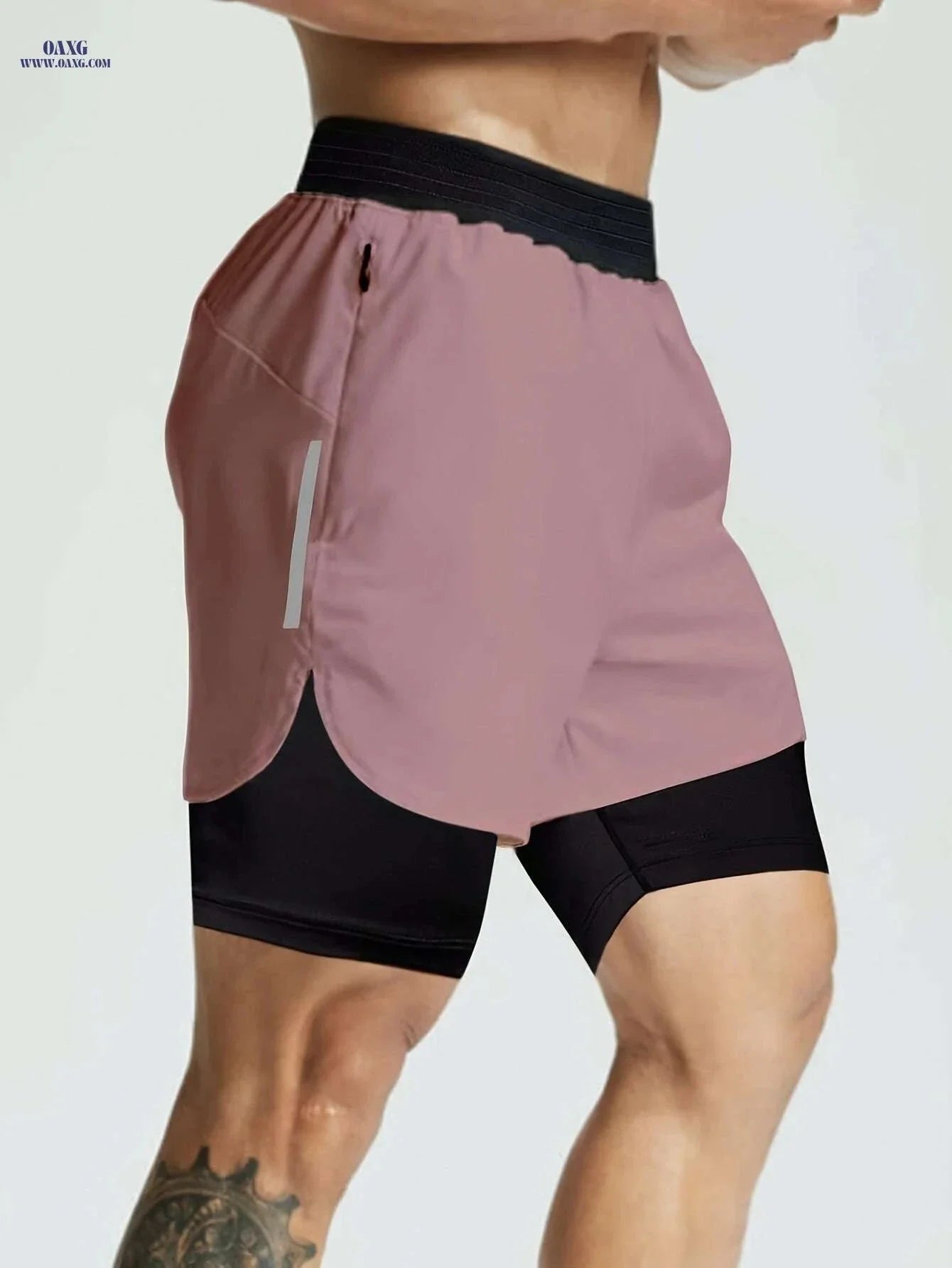 Men's Double Layer Color Block Jogging Shorts - Loose Fit for Summer