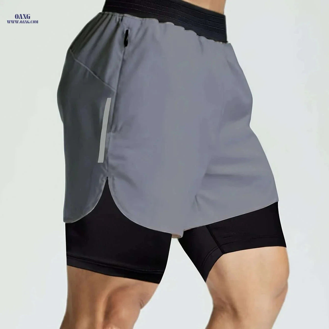 Men's Double Layer Color Block Jogging Shorts - Loose Fit for Summer
