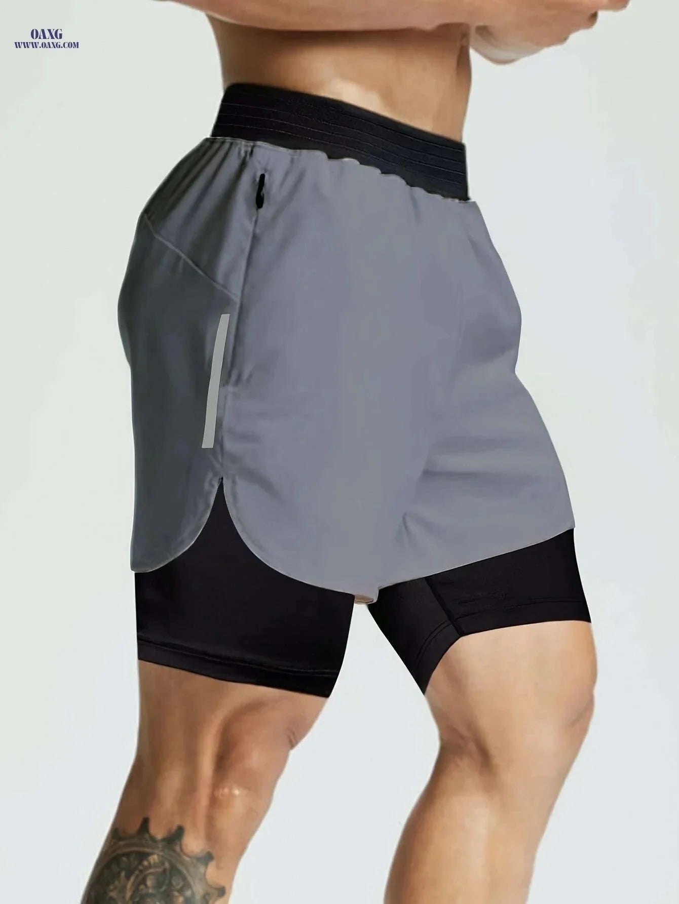 Men's Double Layer Color Block Jogging Shorts - Loose Fit for Summer