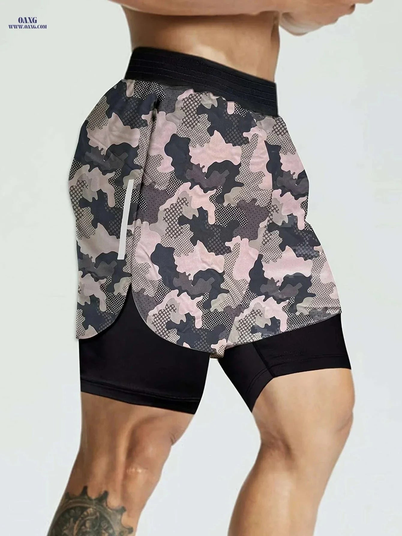 Men's Double Layer Color Block Jogging Shorts - Loose Fit for Summer