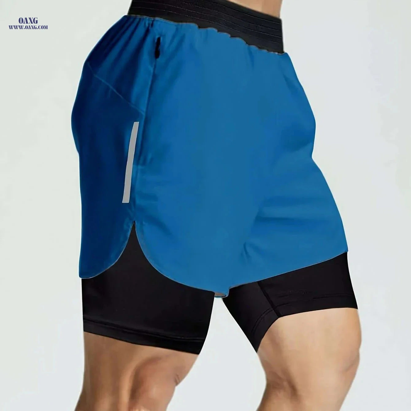 Men's Double Layer Color Block Jogging Shorts - Loose Fit for Summer