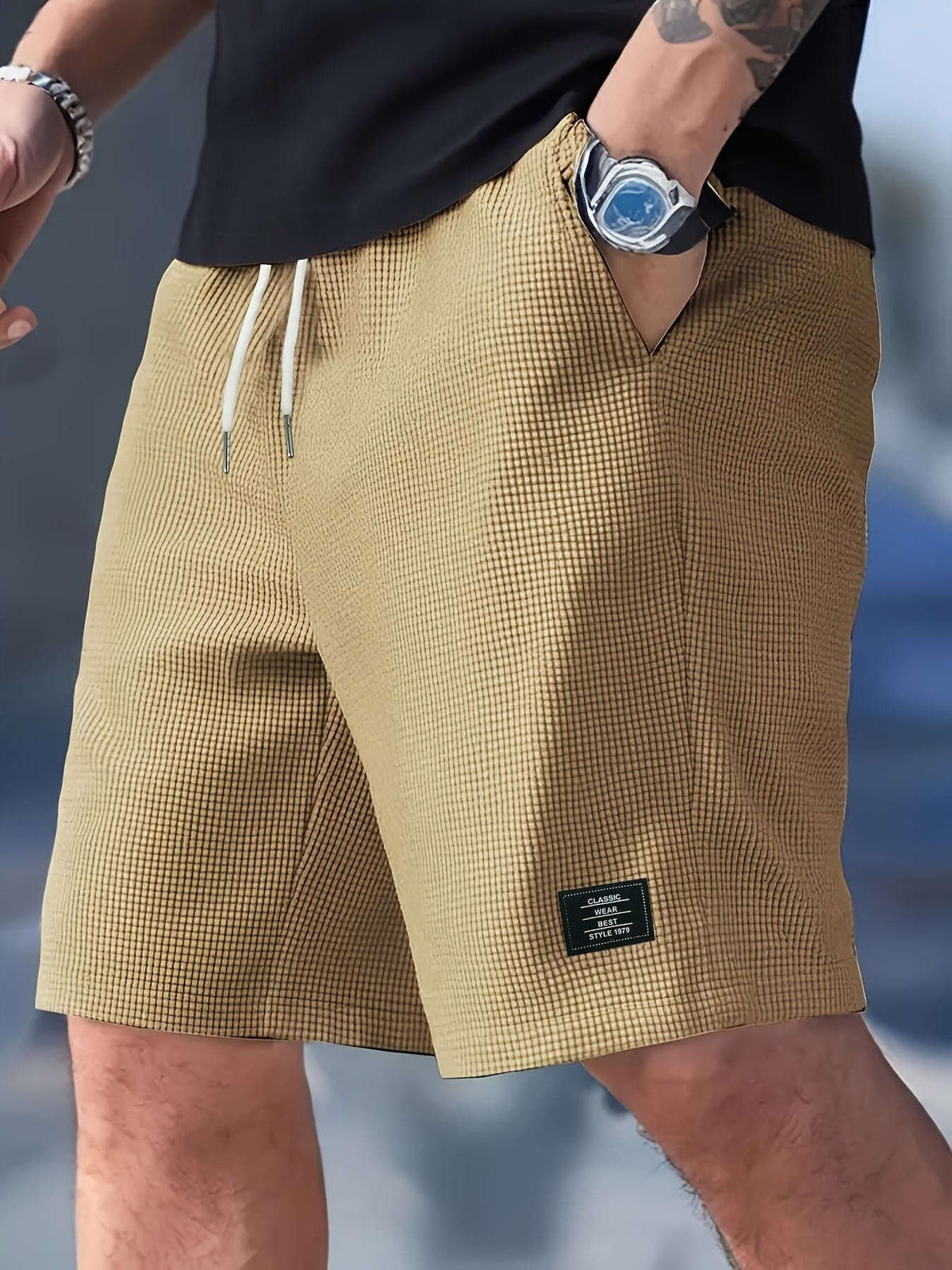 Men's Fashion Corduroy Shorts - Casual Beach Style with Stretch Fabric