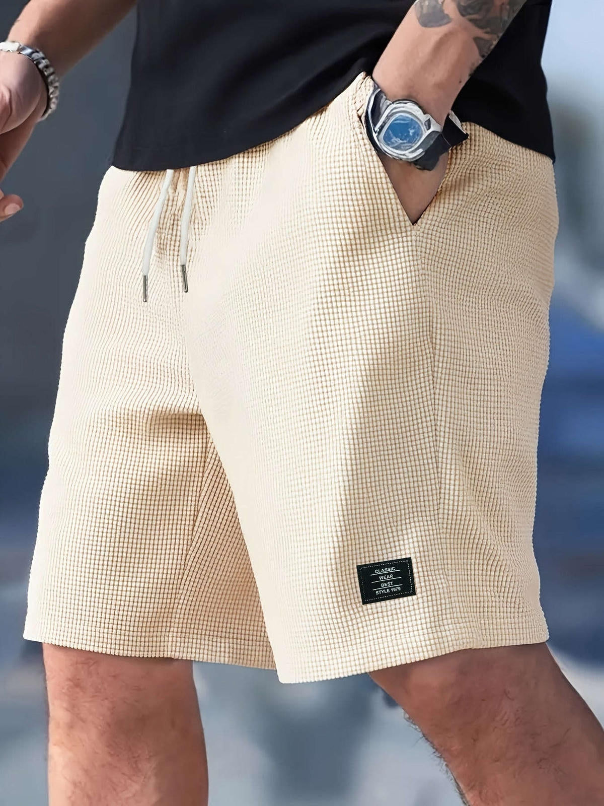 Men's Fashion Corduroy Shorts - Casual Beach Style with Stretch Fabric