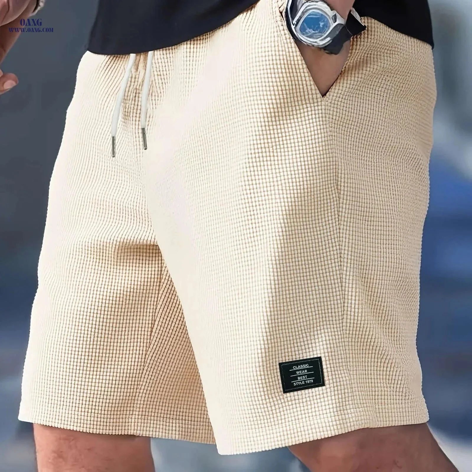 Men's Fashion Corduroy Shorts - Casual Beach Style with Stretch Fabric