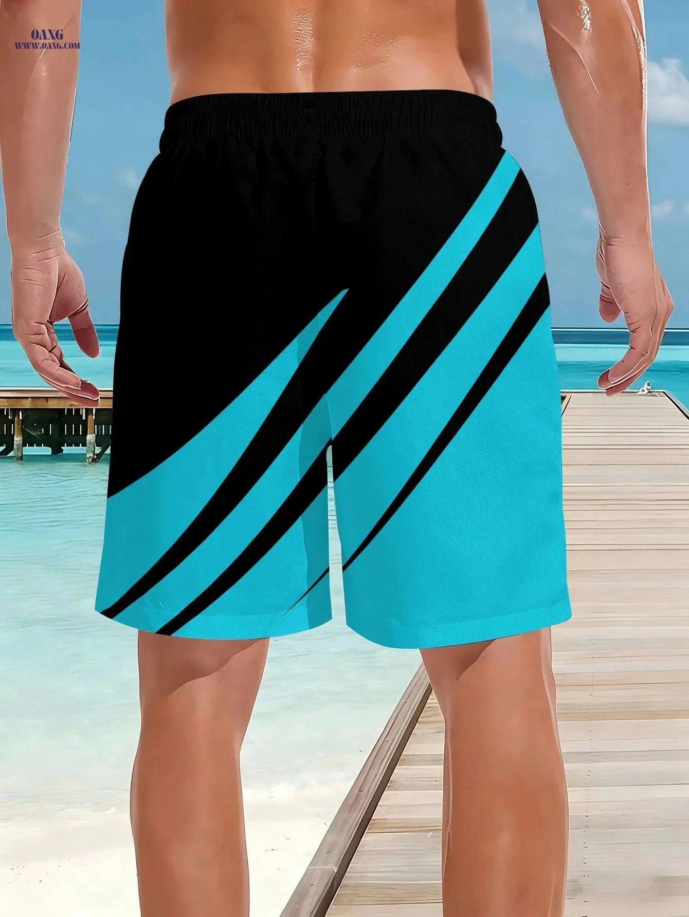 Men’s Fast-Drying Swim Shorts - Vibrant Geometric Design, Relaxed Fit