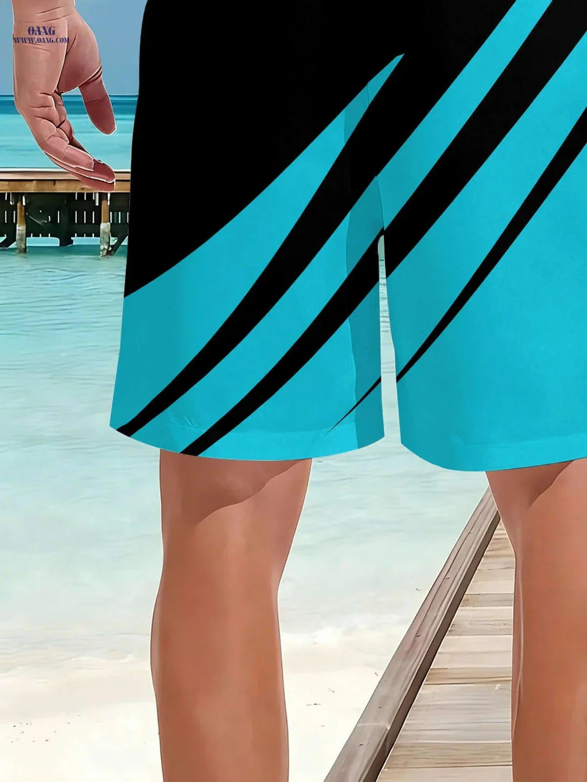 Men’s Fast-Drying Swim Shorts - Vibrant Geometric Design, Relaxed Fit