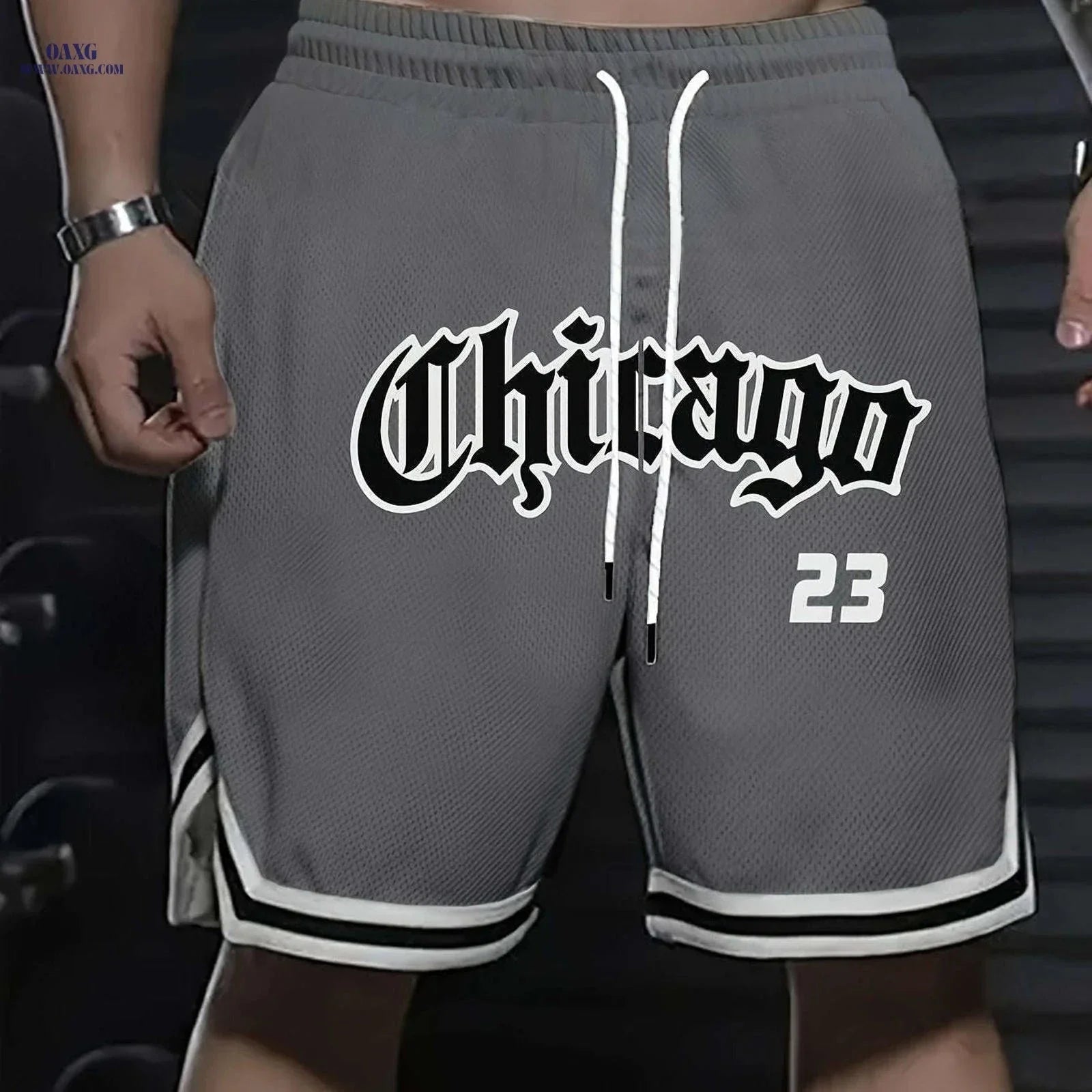 Men's Five-Pocket Sports Shorts - Striped Trim Basketball Style