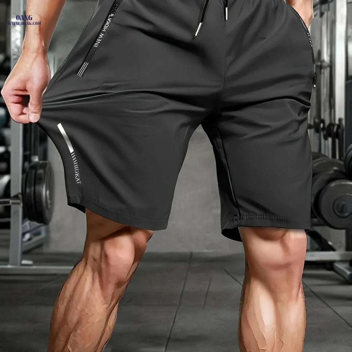 Men's Ice Silky Fiber Sports Shorts - Breathable, Zipper Pockets, Elastic
